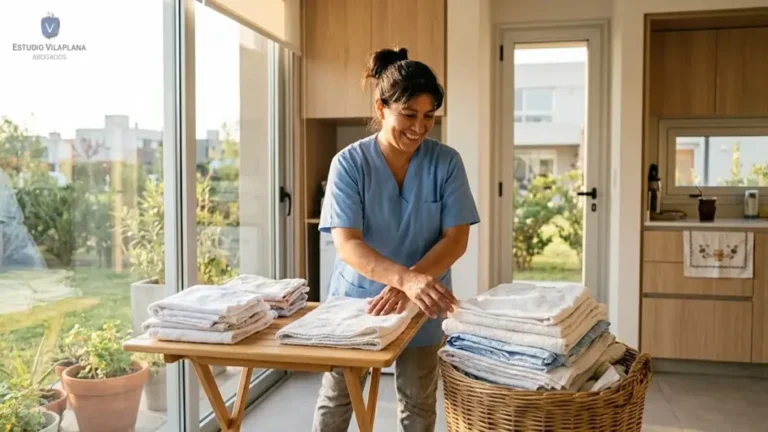 Trabajadora de casas particulares en un hogar argentino, ilustrando el aumento salarial oficializado de agosto a diciembre 2026