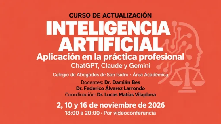Curso de inteligencia artificial del CASI: docentes Damián Bes y Federico Álvarez Larrondo, coordinador Lucas Matías Vilaplana; 2, 10 y 16 de noviembre de 2026.
